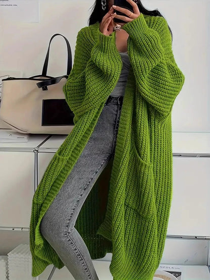 Oversized Long Sleeve Longline Cardigan Moss