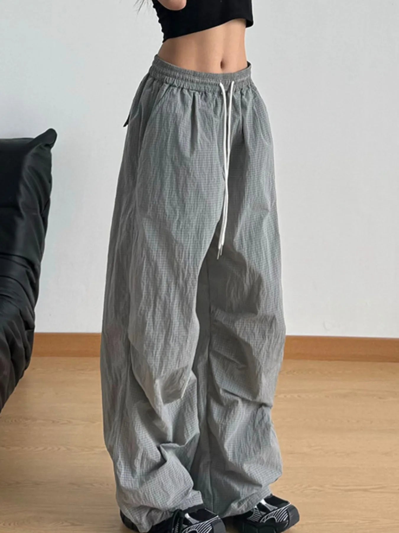 Wide Leg Drawstring Casual Pants