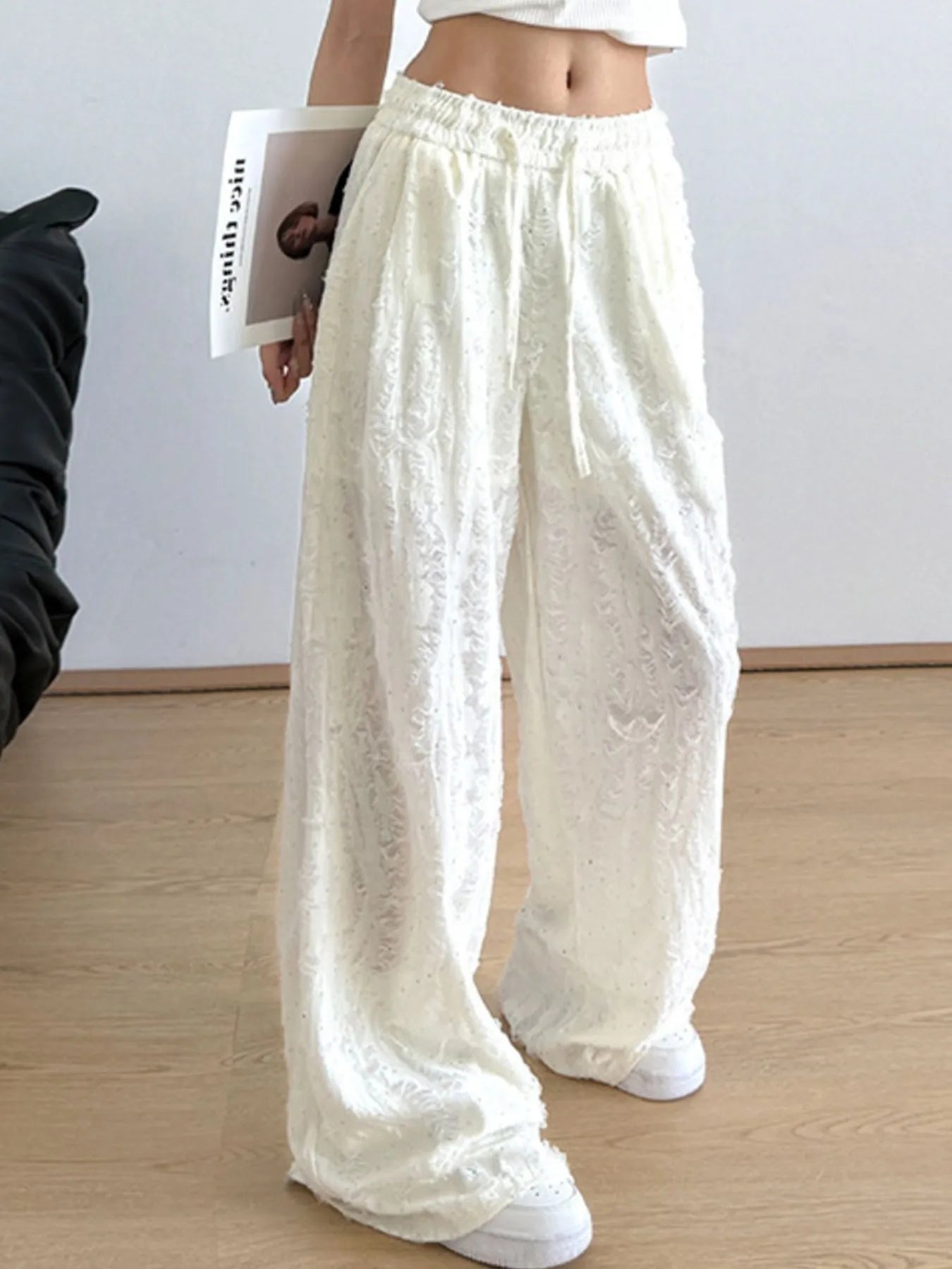 Drawstring Wide Leg Pants