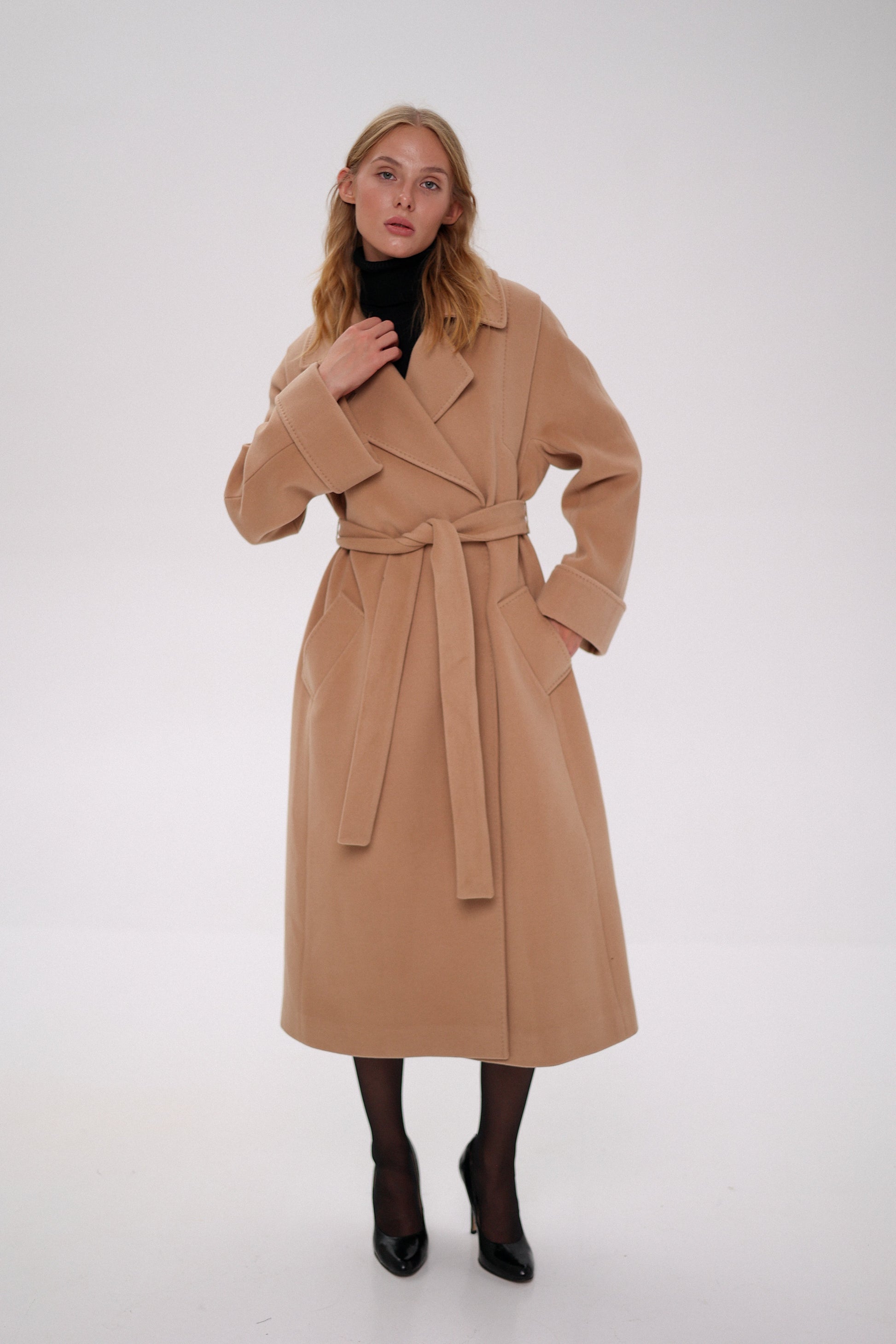 Florence Classic Cashmere Wool Blend Overcoat Camel