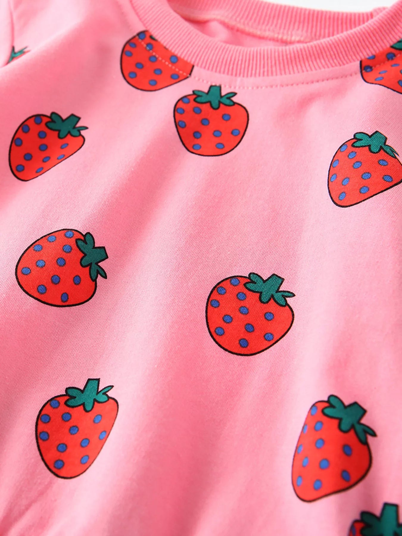 Children's Strawberry Print Long Sleeve Top and Pants Set