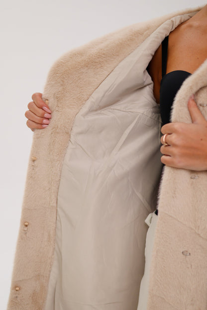 Faux Mink Effect Fur Hooded Coat