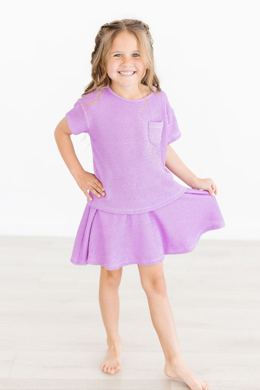 Bright Lilac Scrunchy Twirl Skort
