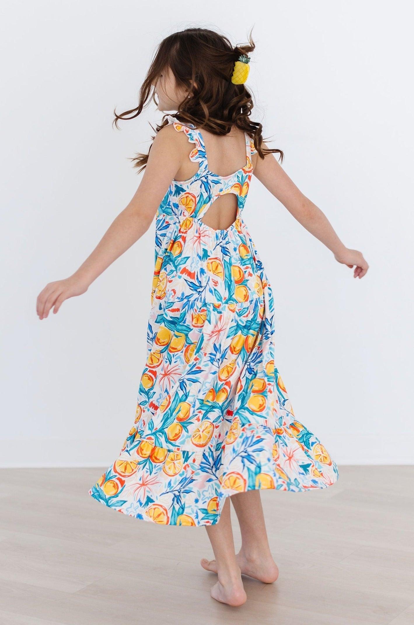 SALE Tropical Summer Ruffle Maxi Dress