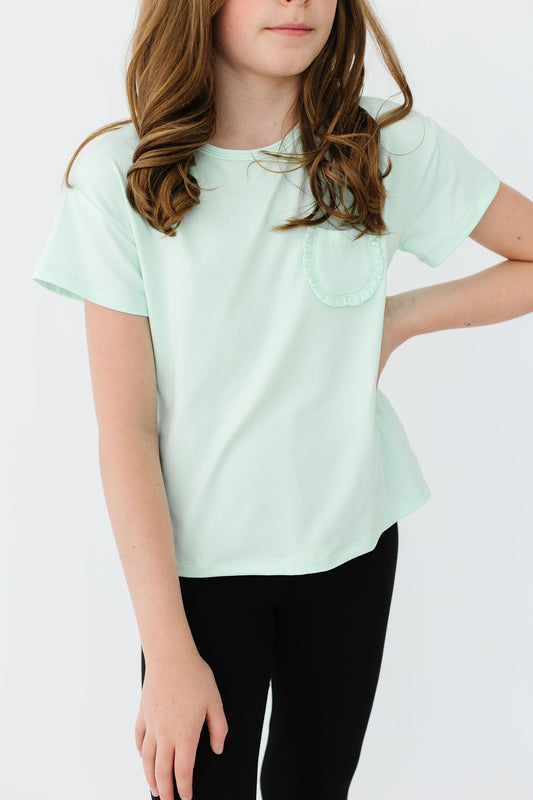 Pastel Green Ruffle Pocket Tee