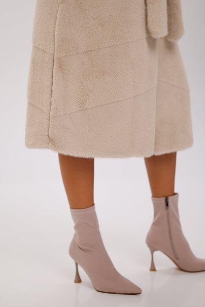 Faux Mink Effect Fur Hooded Coat