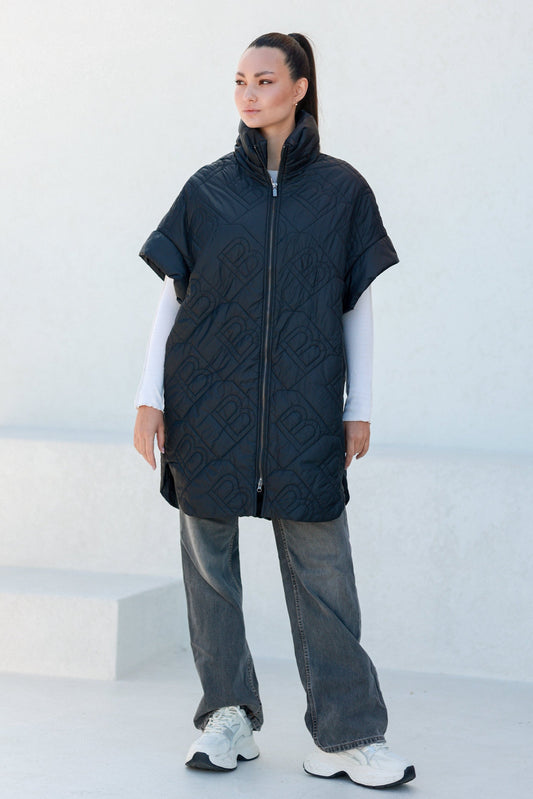 Bianca Relaxed Fit Embossed Vest Black