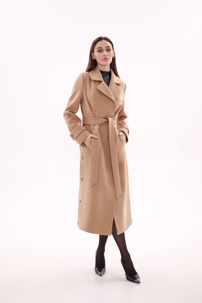 Camille Cashmere Blend Coat in Camel