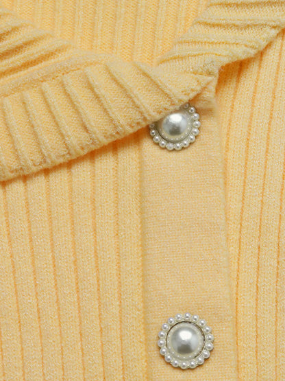 Asymmetrical Ribbed Button Up Cardigan