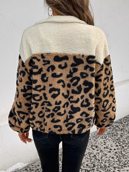 Leopard Zip Up Fleece Jacket