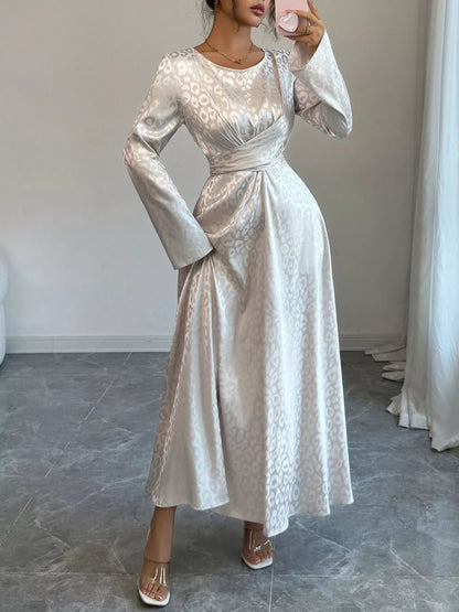 Leopard Long Sleeve Tie Back Maxi Dress