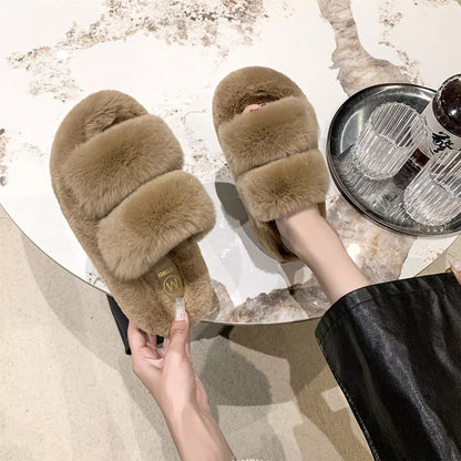 Fluffy Open Toe Slippers