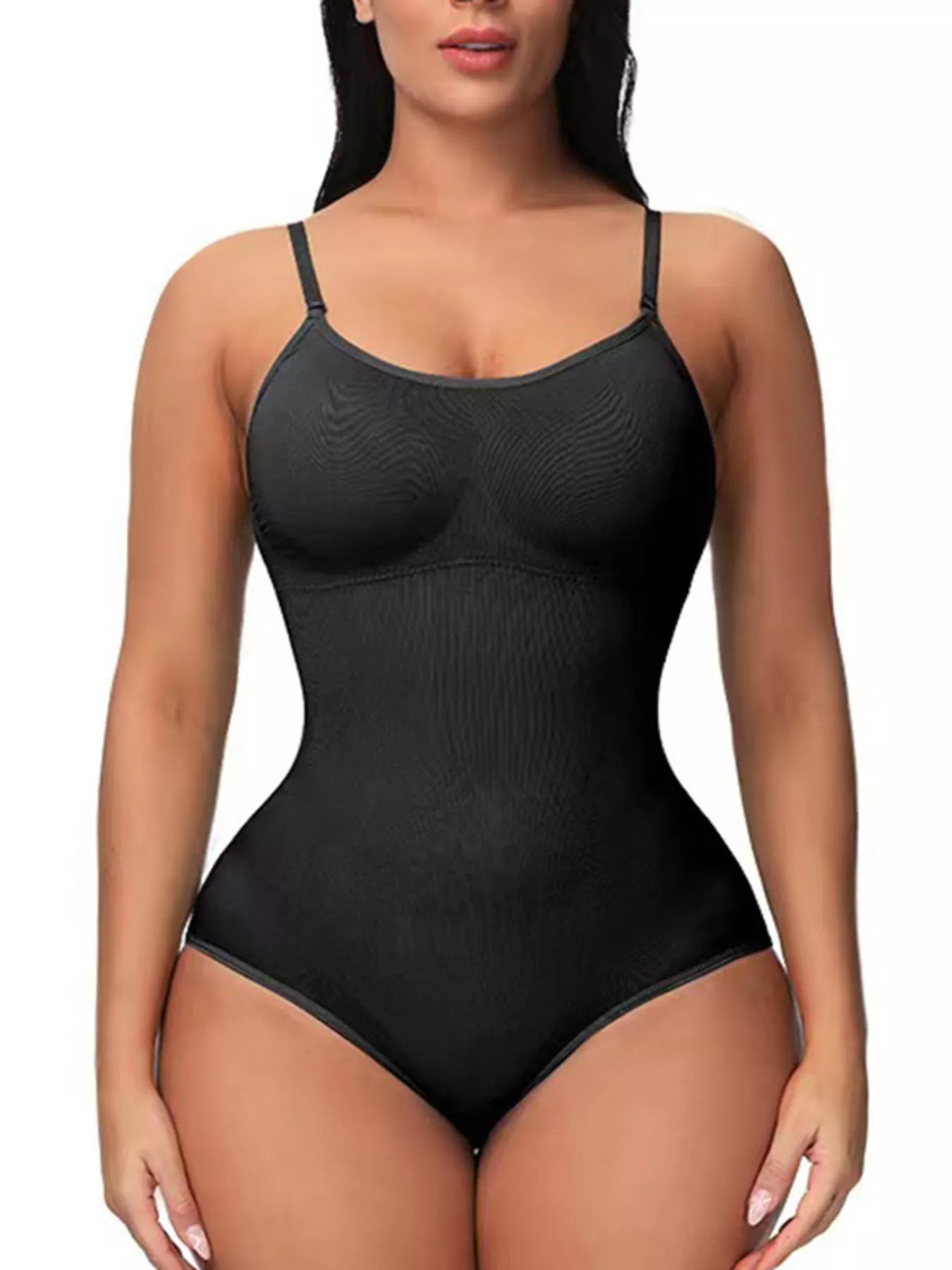 Full Size Seamless Scoop Neck Shaping Bodysuit Plus Size Black
