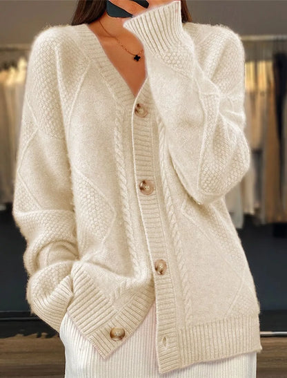 Full Size Textured Knit Button-Down Cardigan Plus Size Apricot