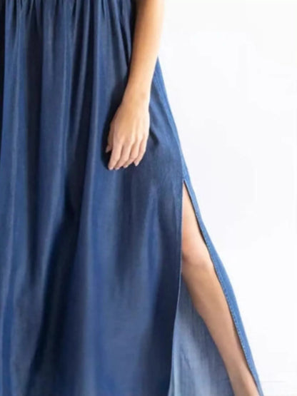 Full Size Square Neck Cami Dress with Side Slit Plus Size