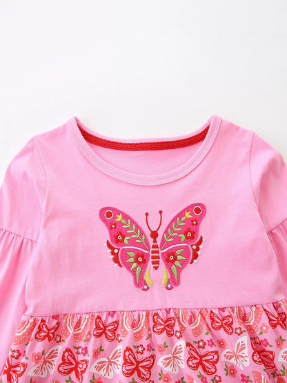 Children's Butterfly Long Sleeve Casual Dress