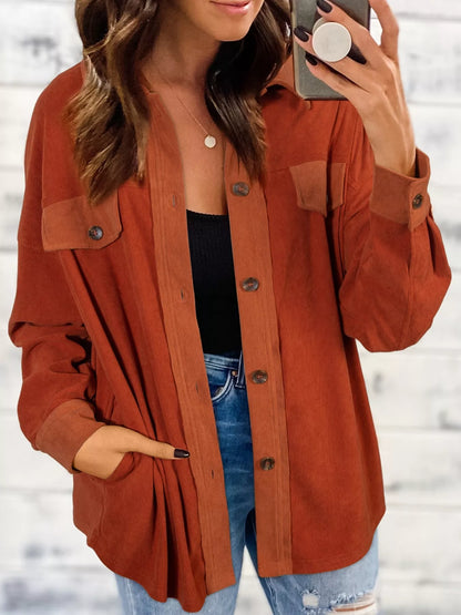 Casual Button-Down Shacket Terracotta
