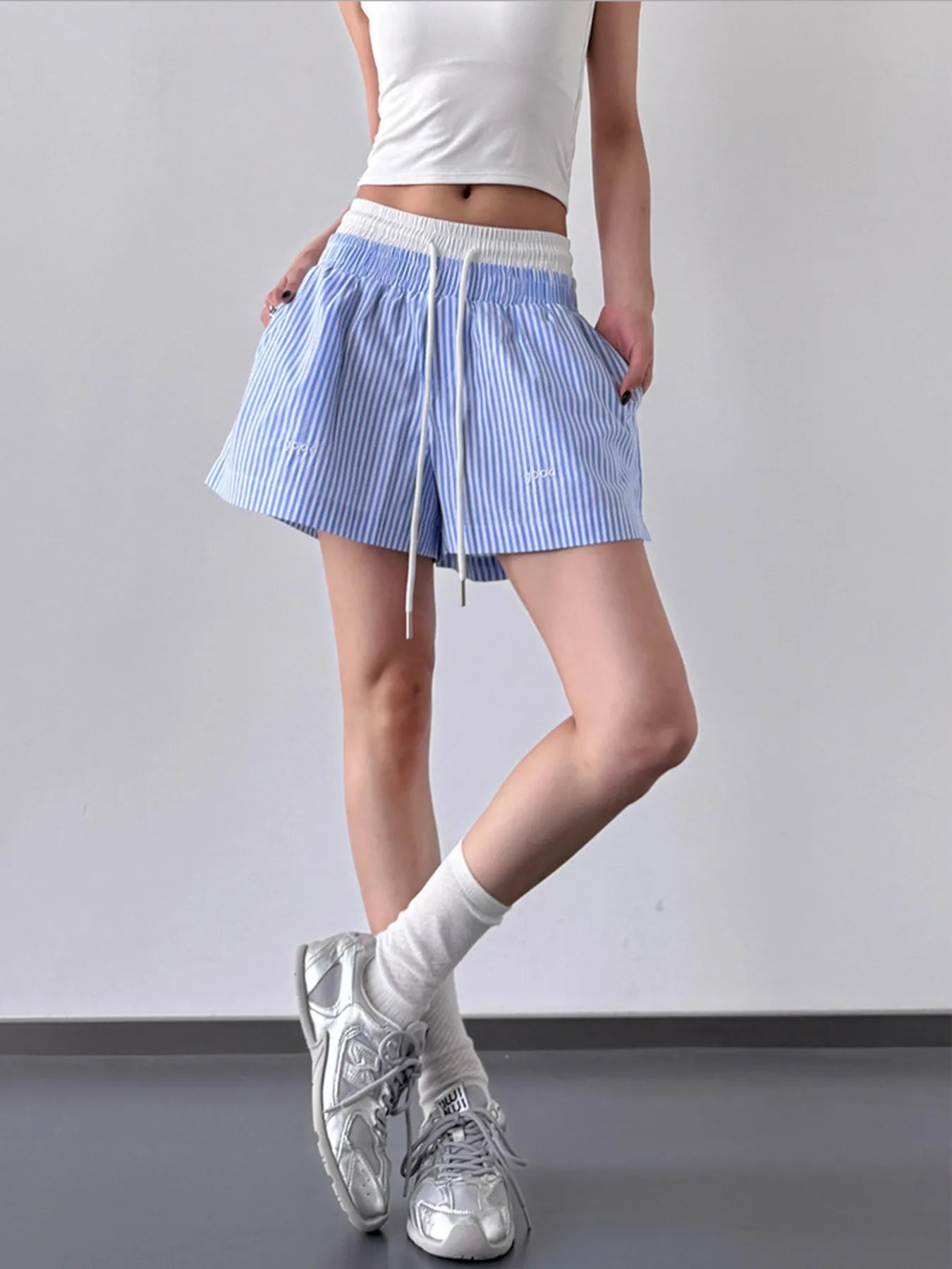 Striped Drawstring Waist Casual Shorts