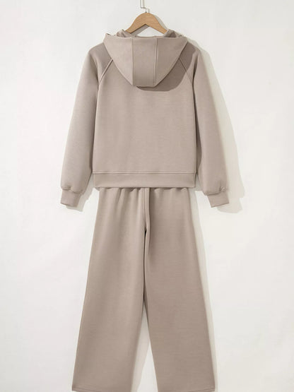 Half Zip Long Sleeve Hoodie and Pants 2pcs Outfit