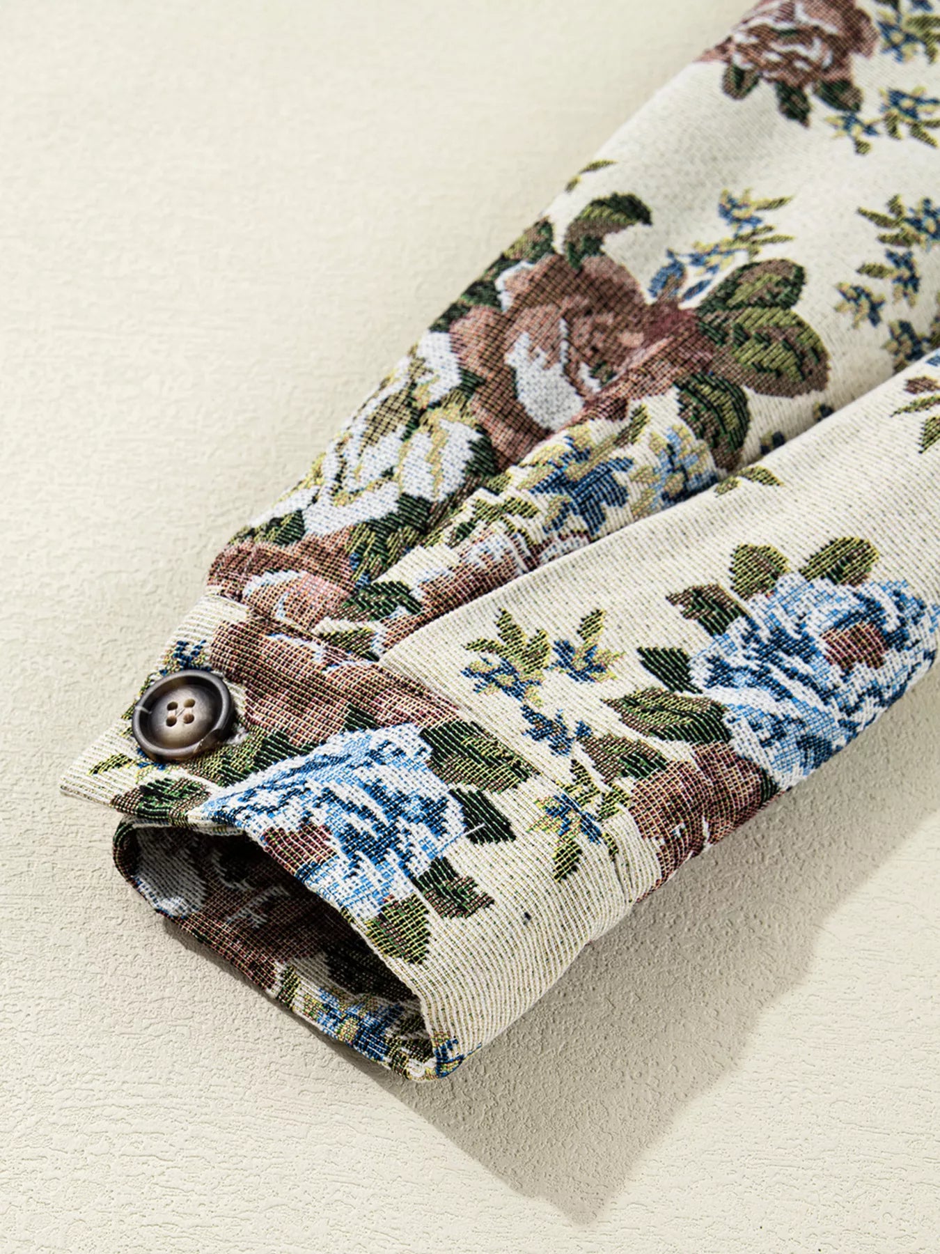 Floral Print Zip Up Contrast Collared Jacket