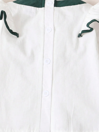 Children's Contrast Ruffled Top and Pants Set