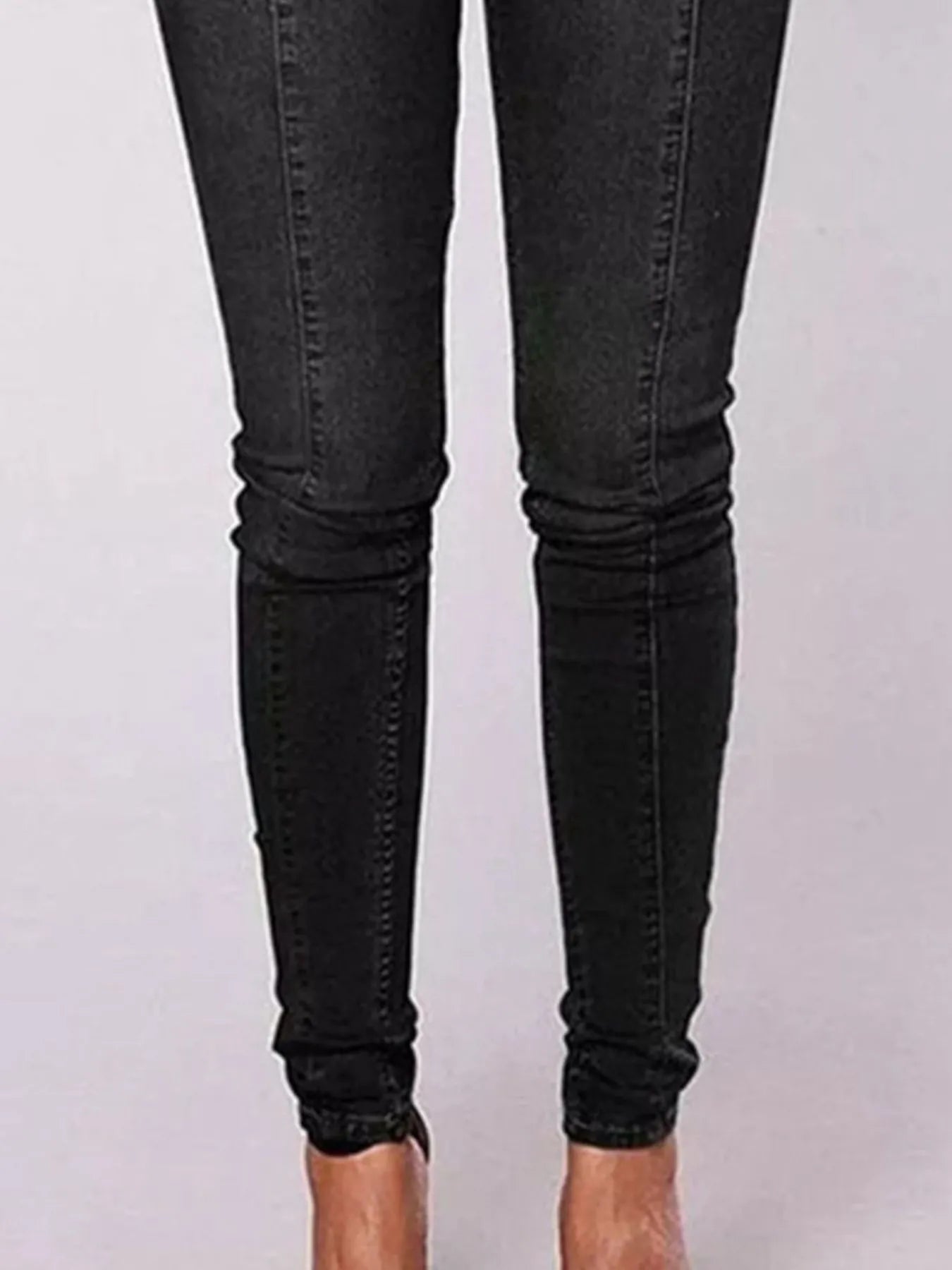 Full Size High-Waisted Double-Breasted Skinny Jeans Plus Size