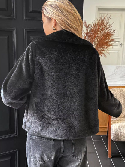 Faux Fur Button-Down Outerwear