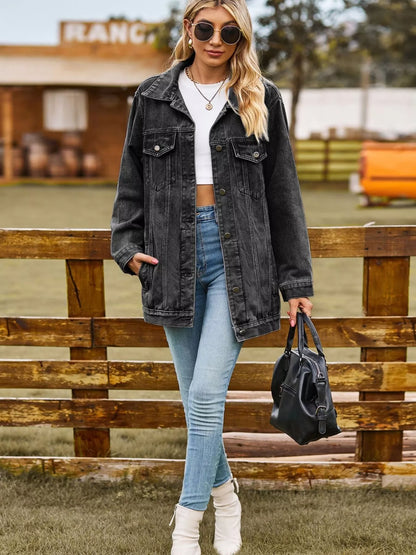 Button Up Long Sleeve Denim Jacket
