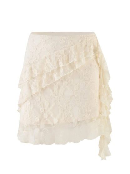 Lace Ruffle Mini Skirt