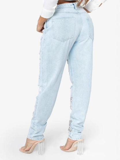 Distressed Star Wash Boyfriend Jeans