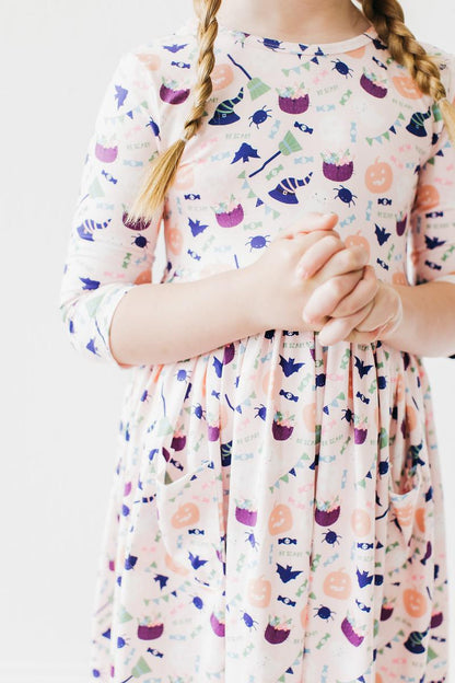 Trick or Treat 3/4 Sleeve Pocket Twirl Dress