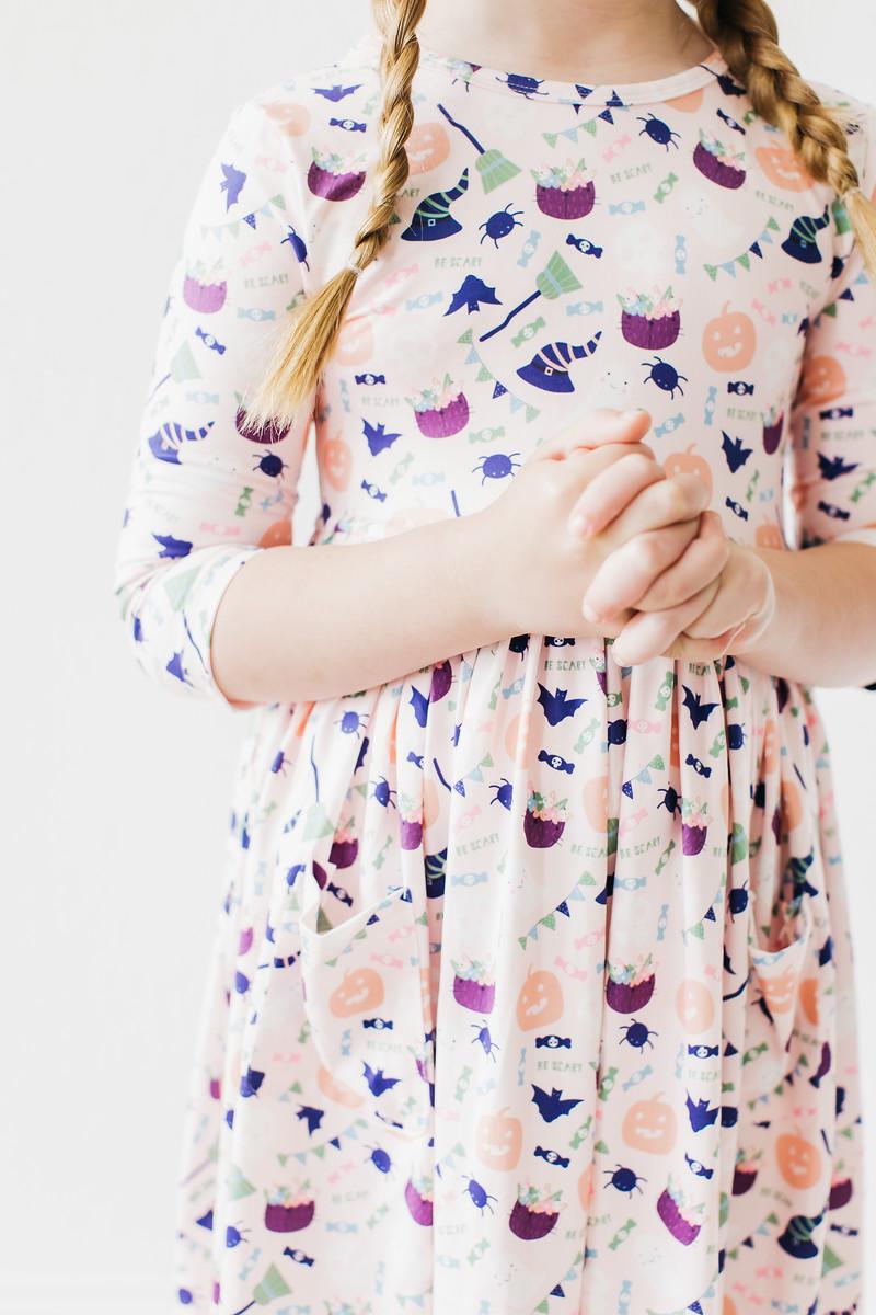 Trick or Treat 3/4 Sleeve Pocket Twirl Dress