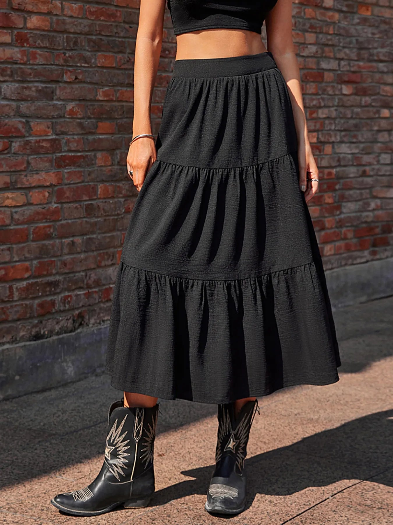 Tiered Midi Skirt