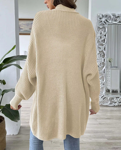 Open Front Ribbed Knit Cardigan