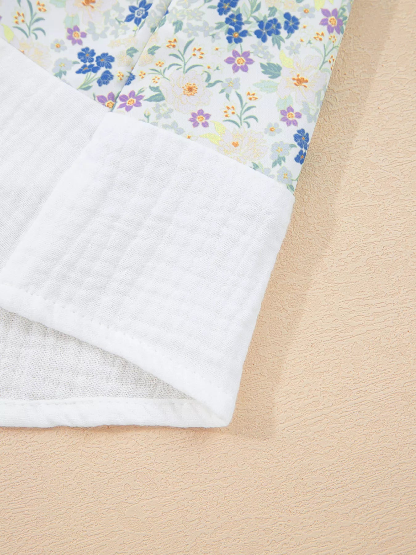 Floral Print Henley Button 3/4 Sleeve Blouse