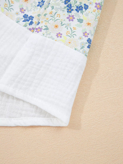 Floral Print Henley Button 3/4 Sleeve Blouse