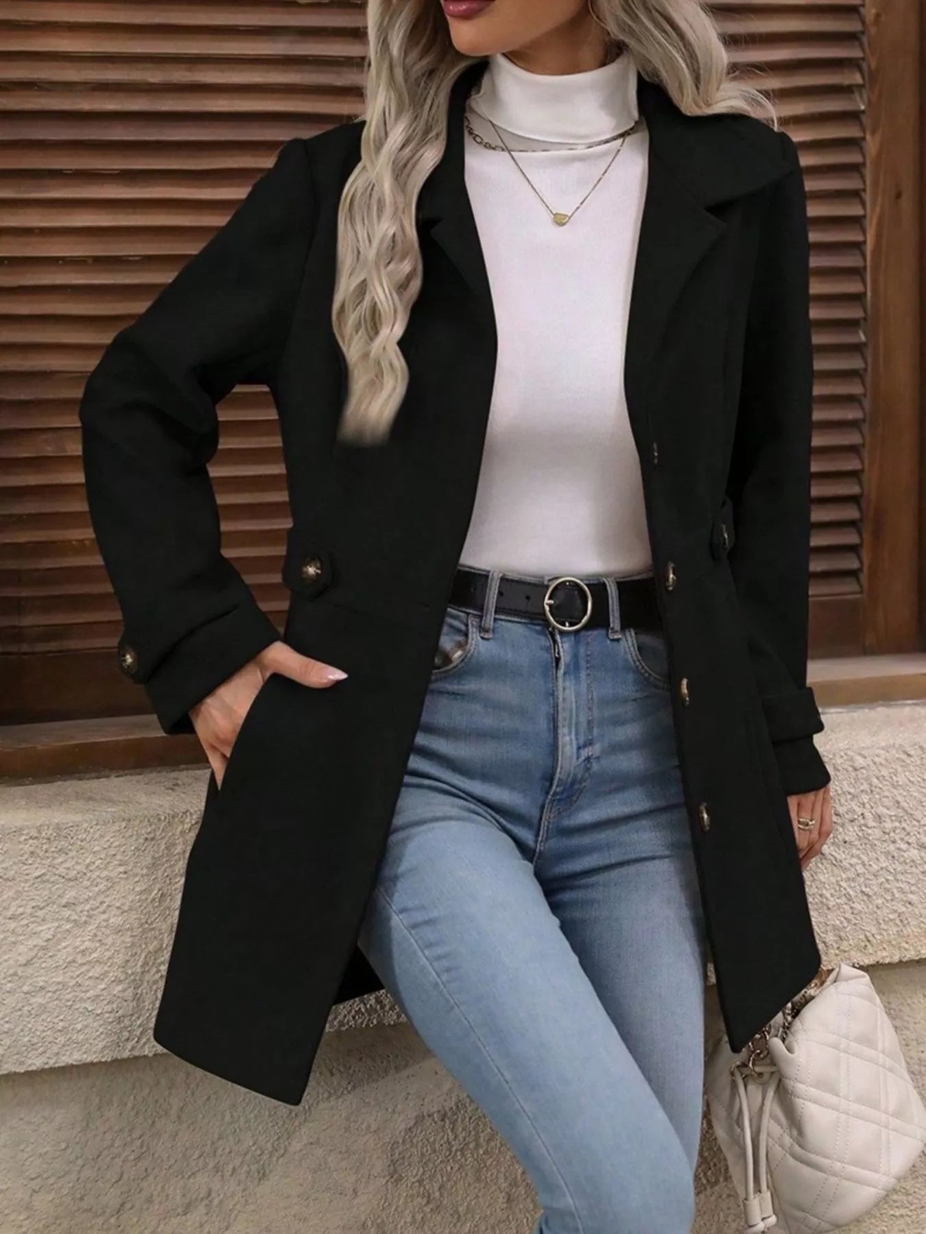 Button Up Long Sleeve Coat