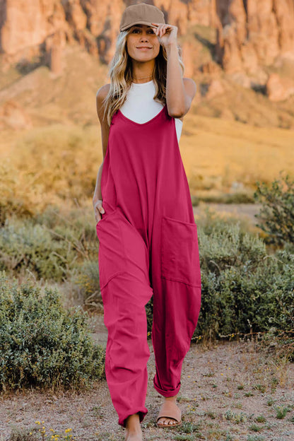 Sleeveless V-Neck Jumpsuit with Pockets