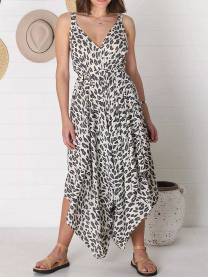 Full Size Leopard Print V-Neck Wide Leg Jumpsuit Plus Size