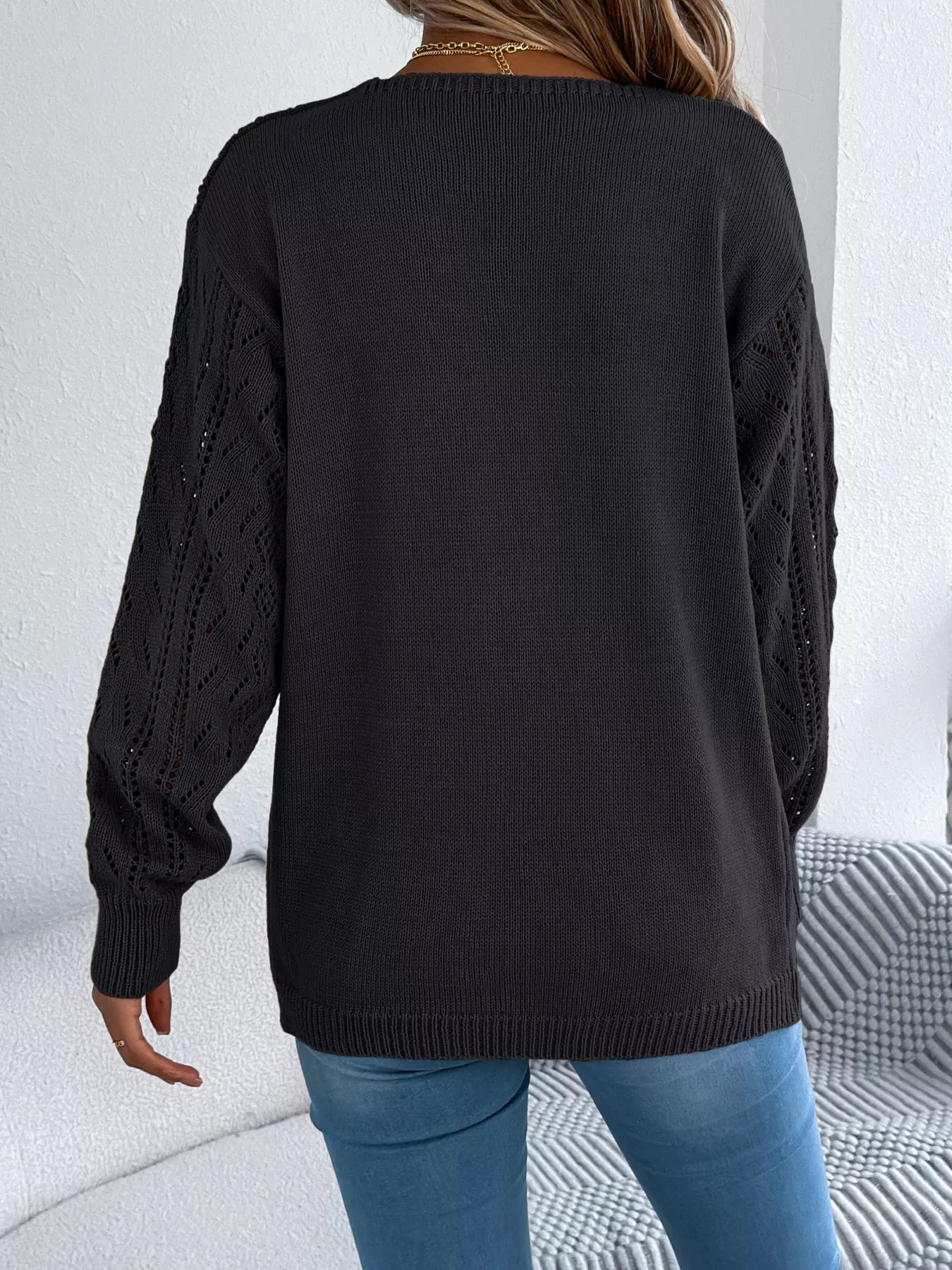 Openwork Open Front Cardigan