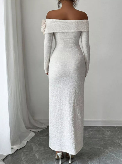 Flower Off-Shoulder Maxi Dress