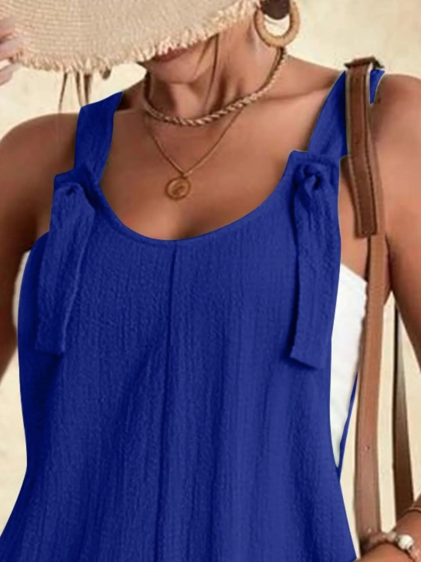 Full Size Knot Strap Romper with Pockets Plus Size