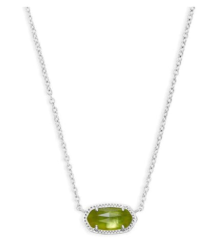 Kendra Scott Elisa Pendant Necklace - 14k Gold Plated Delicate Fashion Jewelry for Women RHODIUM - PERIDOT ILLUSION