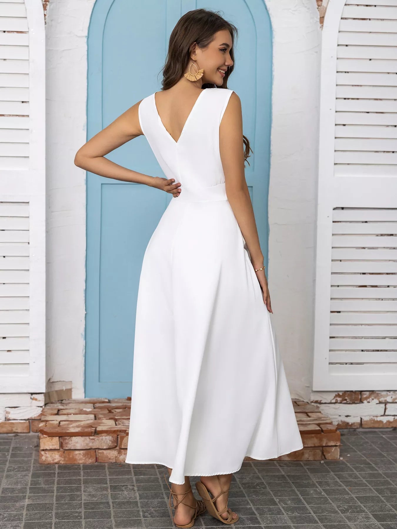 Full Size Slit V-Neck Sleeveless Dress Plus Size