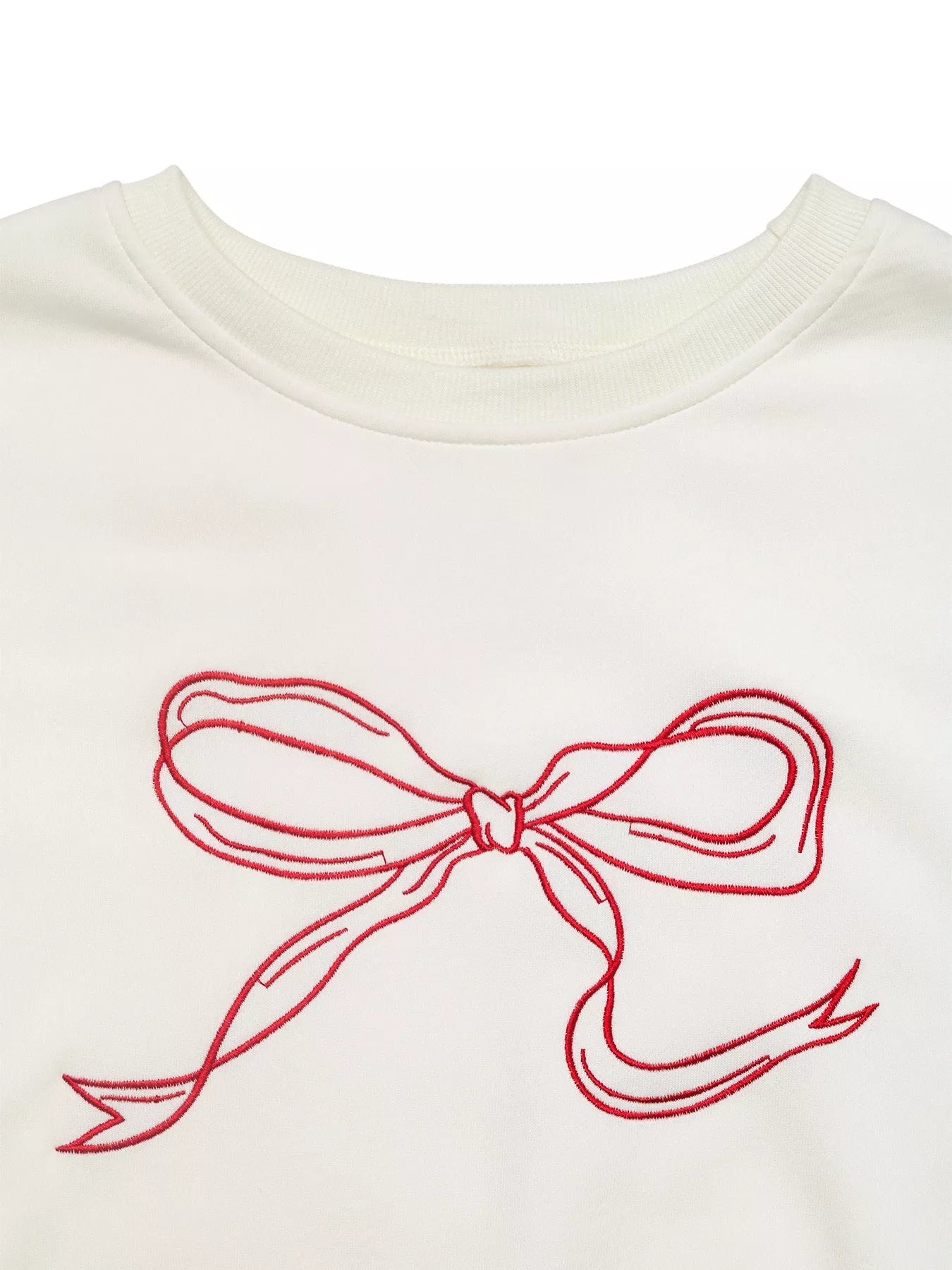 Bow Crew Neck Drop Shoulder Sweatshirt