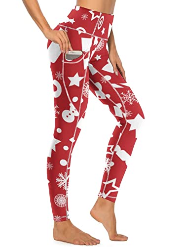 American Flag Pants - QIVICIMA Womens High Waist Workout Leggings Halloween Christmas Gym Plaid Printed Tummy Control Yoga Pants with Pockets B1 Christmas