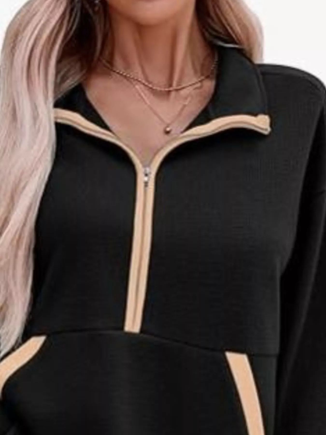 Half Zip Dropped Shoulder Sweatshirt