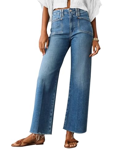 Celine Jeans - Jeans for Women Wide Leg Baggy High Waist Boyfriends Straight Leg Stretchy Denim Pants Trendy Fall 2024 W005-blue
