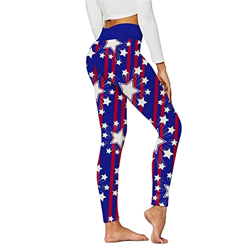 American Flag Pants - Patriotic High Waist Leggings for Women Fourth of July American Flag Patterned Compression Tights Women USA Flag Dark Blue-b