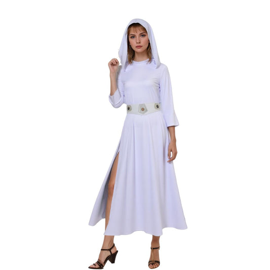 Princess Costume Long Robe - Women's Star Cosplay Dress with Belt
